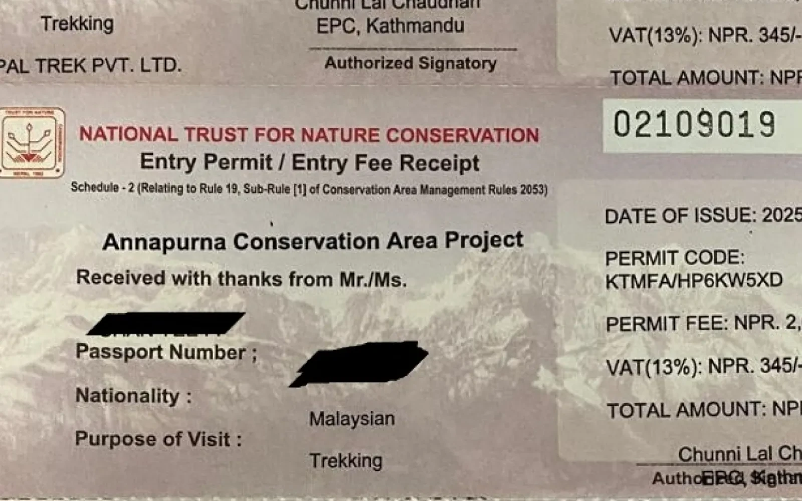 Nepal Trekking Permits